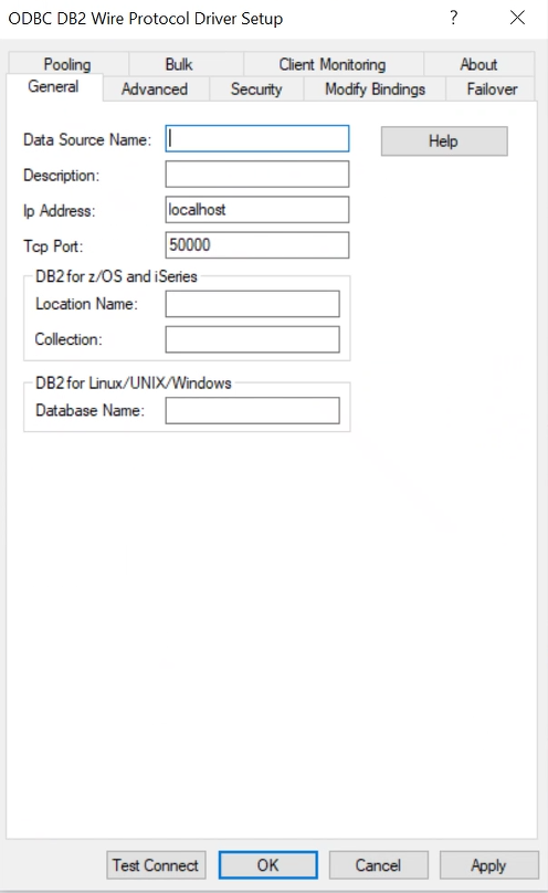  The image shows the configuration for the ODBC connection settings. 
					 