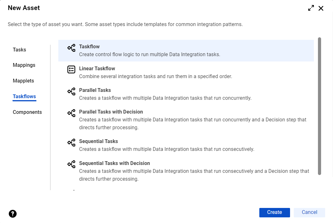 The image shows a list of pre created taskflow templates that you can choose from.
		  