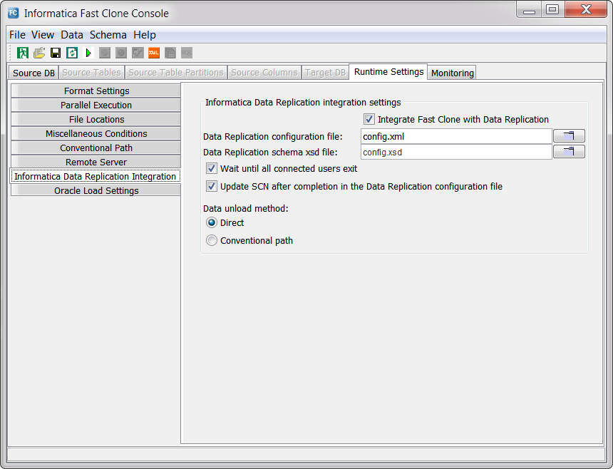 Screenshot van Informatica Data Replication software.