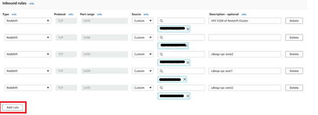 The image shows the inbound rules added. 
				