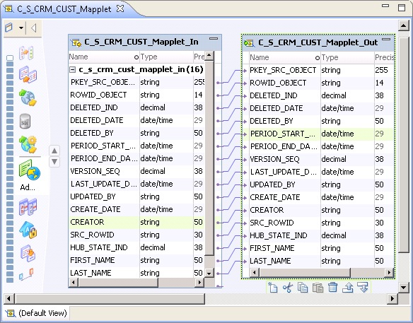 The C_S_CRM_CUST_Mapplet mapplet open in the editor. 
				  