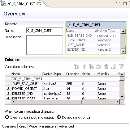 편집기에서 열려 있는 C_S_CRM_CUST 데이터 개체입니다. 
				  