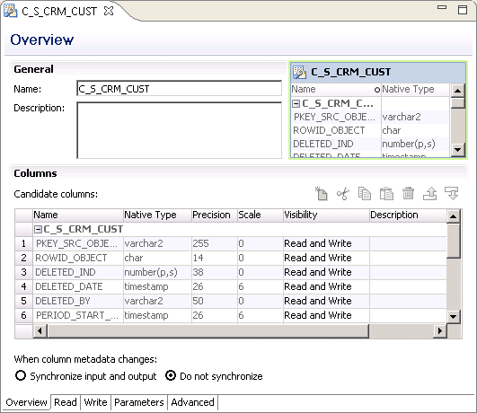 편집기에서 열려 있는 C_S_CRM_CUST 사용자 지정된 관계형 데이터 개체입니다. 
				  