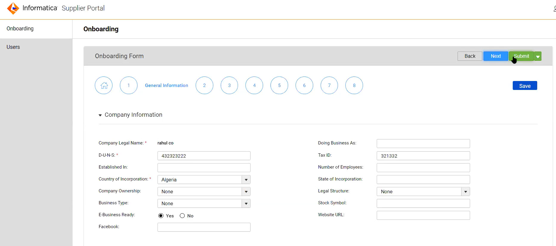 The wizard contains steps with fields that you configure. 
				  