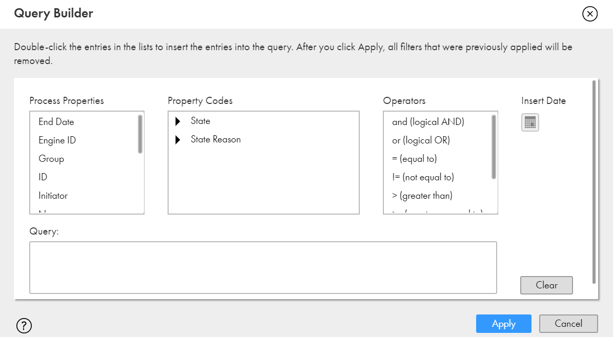 The image shows the Query Builder page. 
		  