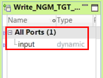 When you configure dynamic ports in a Write transformation, the Developer tool groups them into a single All Ports node. 
			 