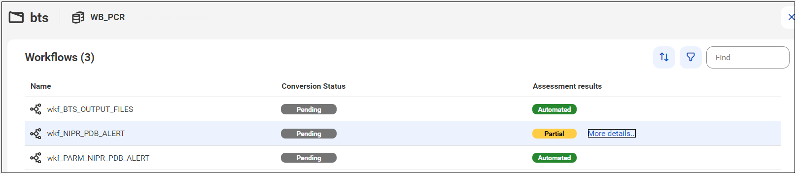 The Workflows page displaying the list of workflows within the folder.
		  