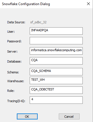 Configure the connection settings in the Snowflake ODBC Driver DSN Setup. 
				  