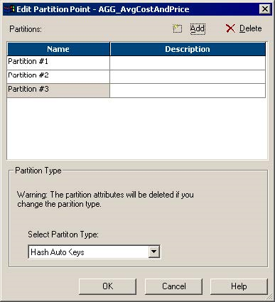 The Edit Partition Point dialog box contains three partitions. Partition #3 is selected to add to a pipeline.
				  