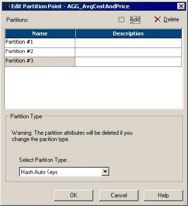 ［パーティションポイントの編集］ダイアログボックスには、3つのパーティションがあります。Partition #3がパイプラインへ追加するために選択されています。
				  