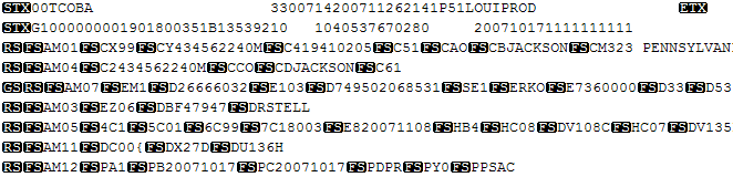 nine lines of binary data 