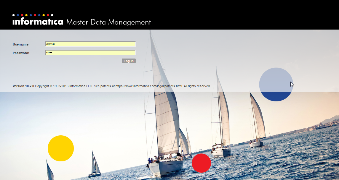 The Informatica Data Director login form in the Entity 360 framework. 
			 