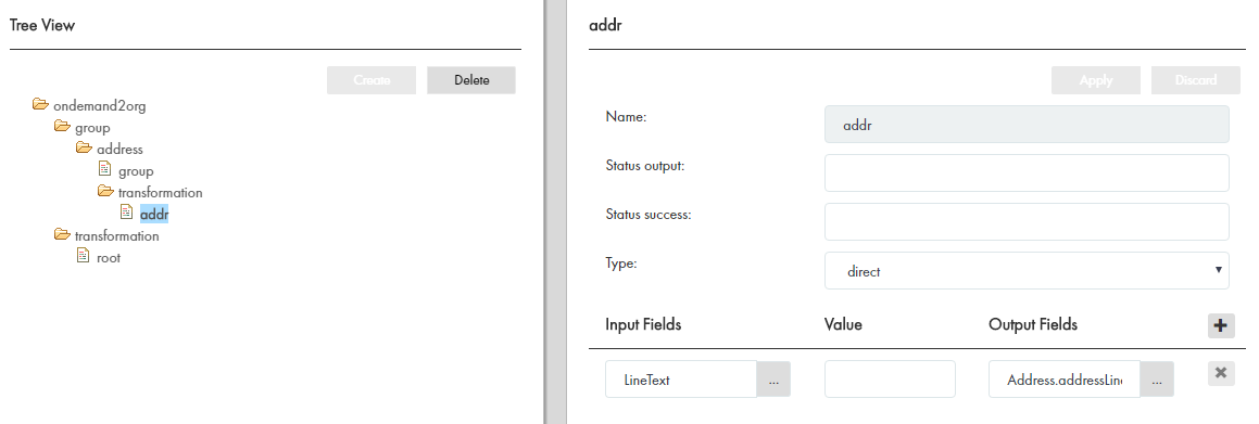 Uma captura de tela mostrando o mapeamento dos campos XML para os campos da entidade comercial para o addr filho. 
				  