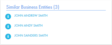 The sample Similar Records component contains three similar business entities. 
		  