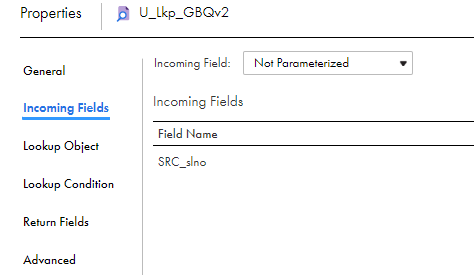 The image shows the Incoming Fields tab of the Lookup transformation where you can add an incoming field to the Lookup transformation. 
				  