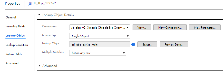 The image shows the Lookup Object tab of the Lookup transformation where you can import the Lookup object. 
				  