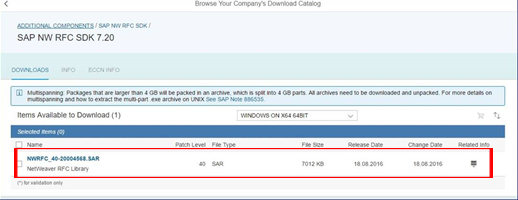 Downloading the SAP NetWeaver RFC SDK Libraries from the SAP Marketplace