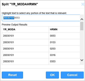 In the Split Field dialog box, you highlight the part of the field that you want to split from the rest. 
				  
