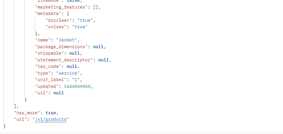 Image shows the sample response for cursor-based pagination
					 