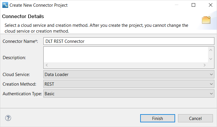 The image shows the connector details required to create a connector
				