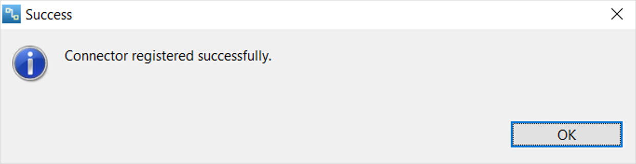 The image shows successful registration of the connector.
				