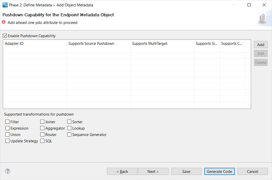 Enable pushdown capability for the connector 
			 