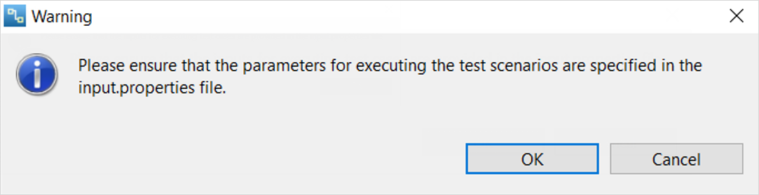 The image shows the warning to specify the parameters in the input.properties file. 
				  