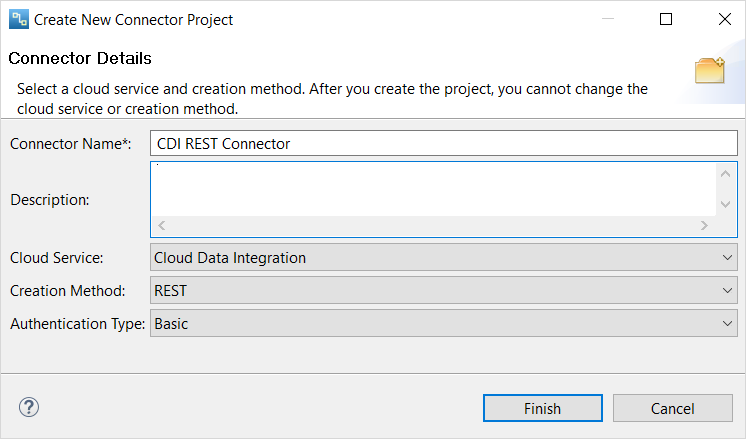 The image shows the connector details required to create a connector.
				