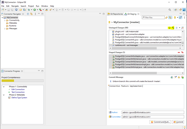 Git commit of Staged files 
				