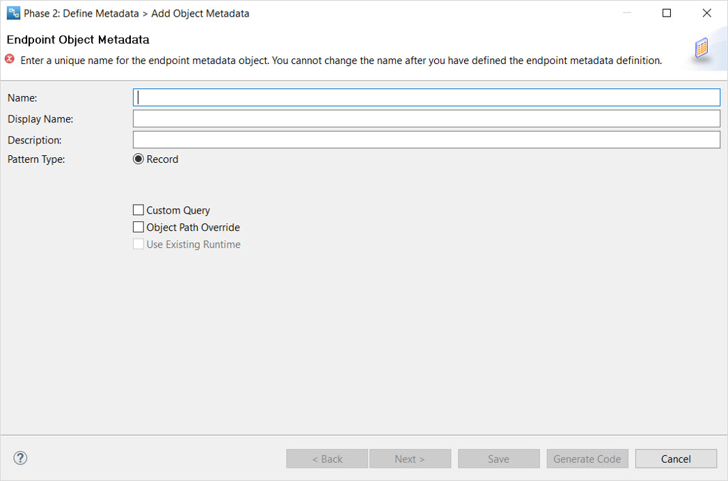 Specify endpoint object metadata details 
				