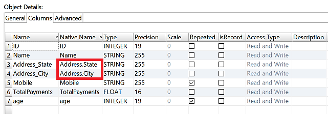 The image shows the Address field of Record data type in Simple Connection Mode.
			  The image shows the Address field of Record data type in Simple Connection Mode.