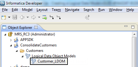 The image shows the new logical data model in the folder in object explorer view. 
				  