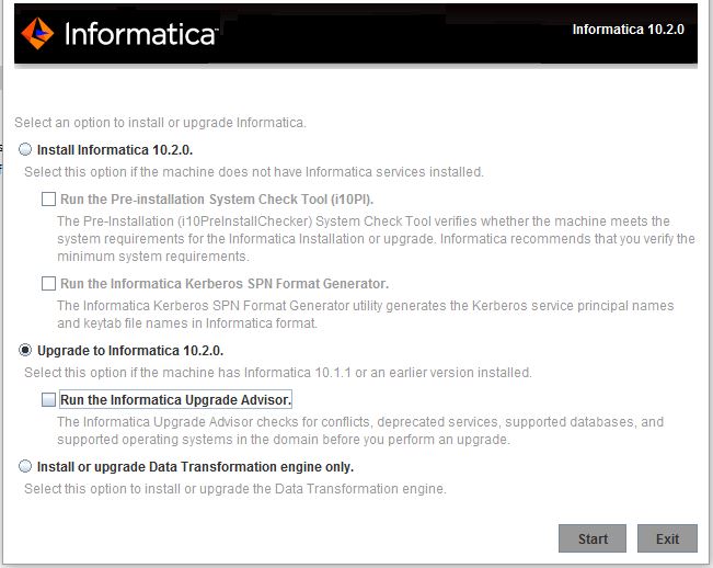 This image describes the Informatica upgrade versions available. 
				