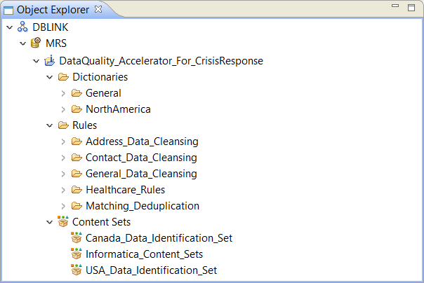 example of the accelerator project in the Model repository after you import the files
		