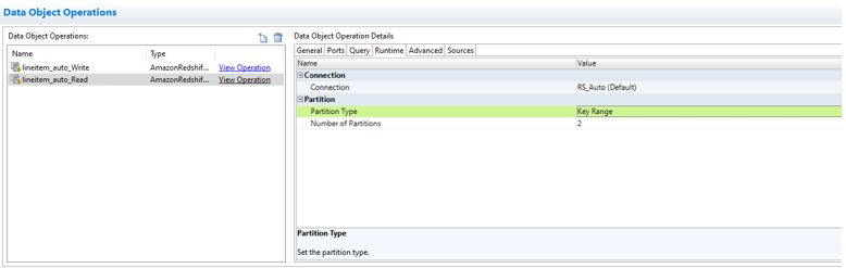 The Partition Type is selected as Key Range.
				  