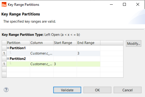 In a key range partitioning, specify the range in a continuous sequence. 
				  